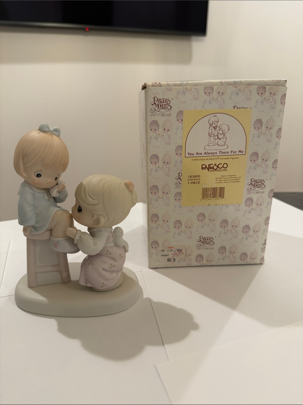 Precious Moments pastel blue and cream figurine "You Are Always There For Me"
